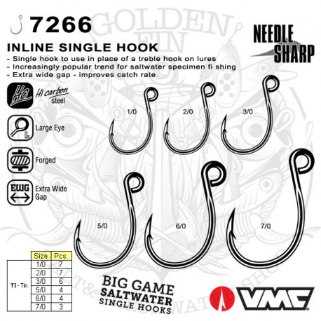 Ami Vmc Single Hook 7266 Needle Sharp Hi Carbon